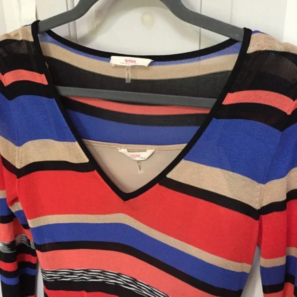 Trina Turk Multicolor Striped Long Sleeve Dress - Picture 9 of 16